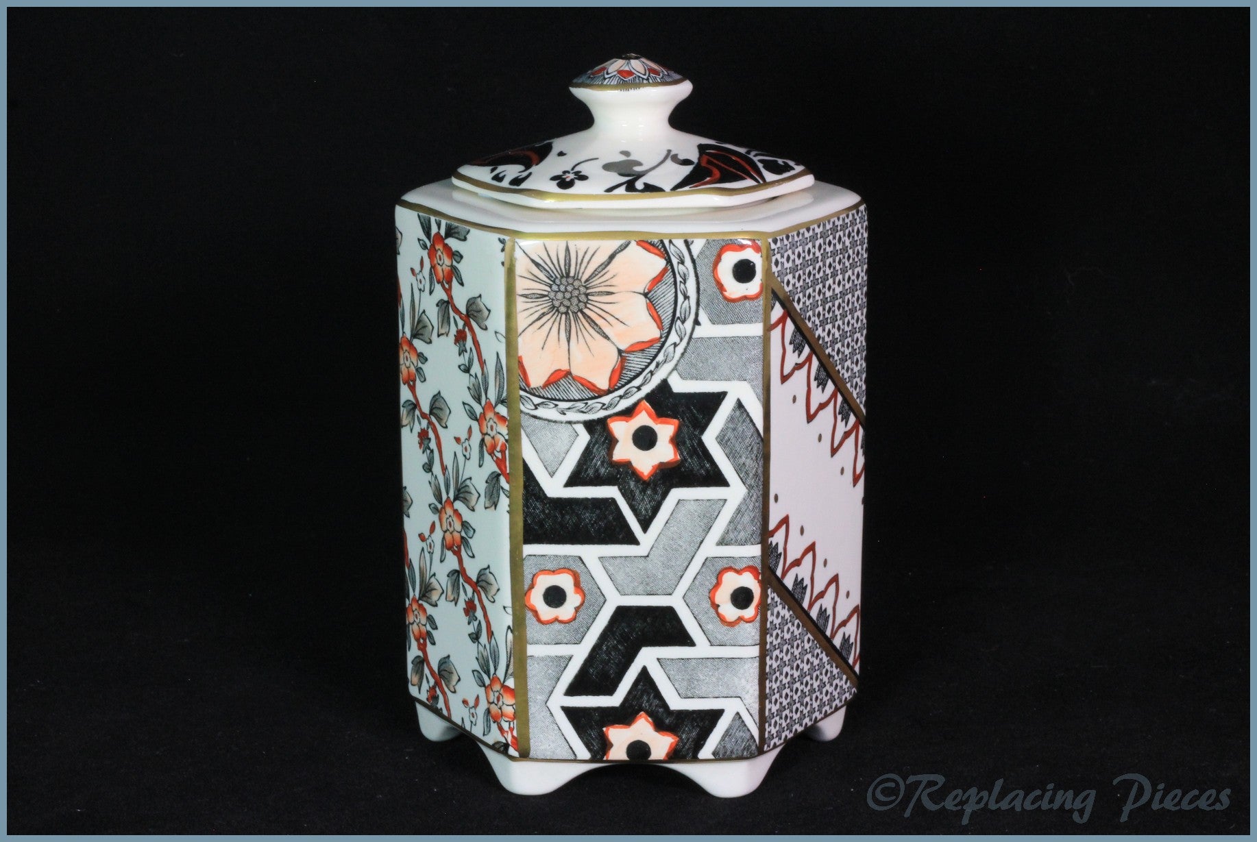Masons - Applique Black - Hexagonal Jar