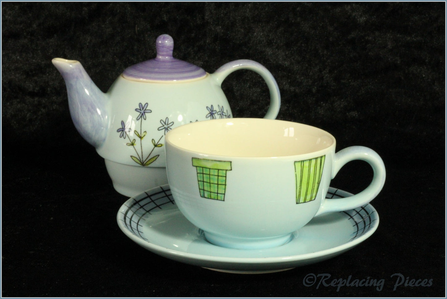 RPW2 - Tea for One Set - Blue Garden Scene