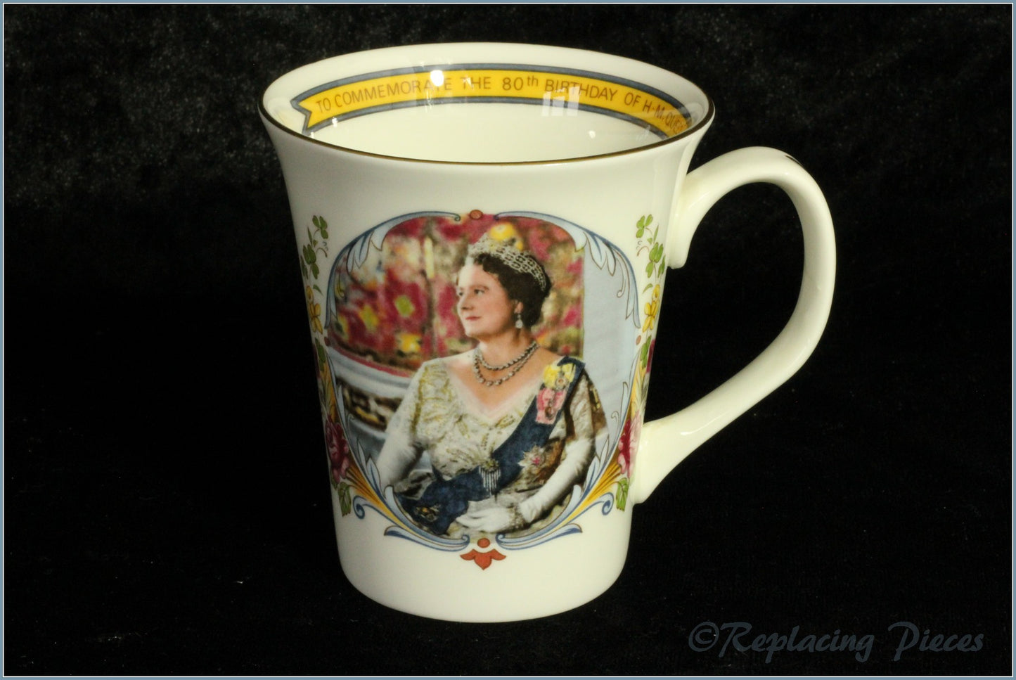 Crown Staffordshire - Commemorative Mug - 80th Birthday Queen Mother