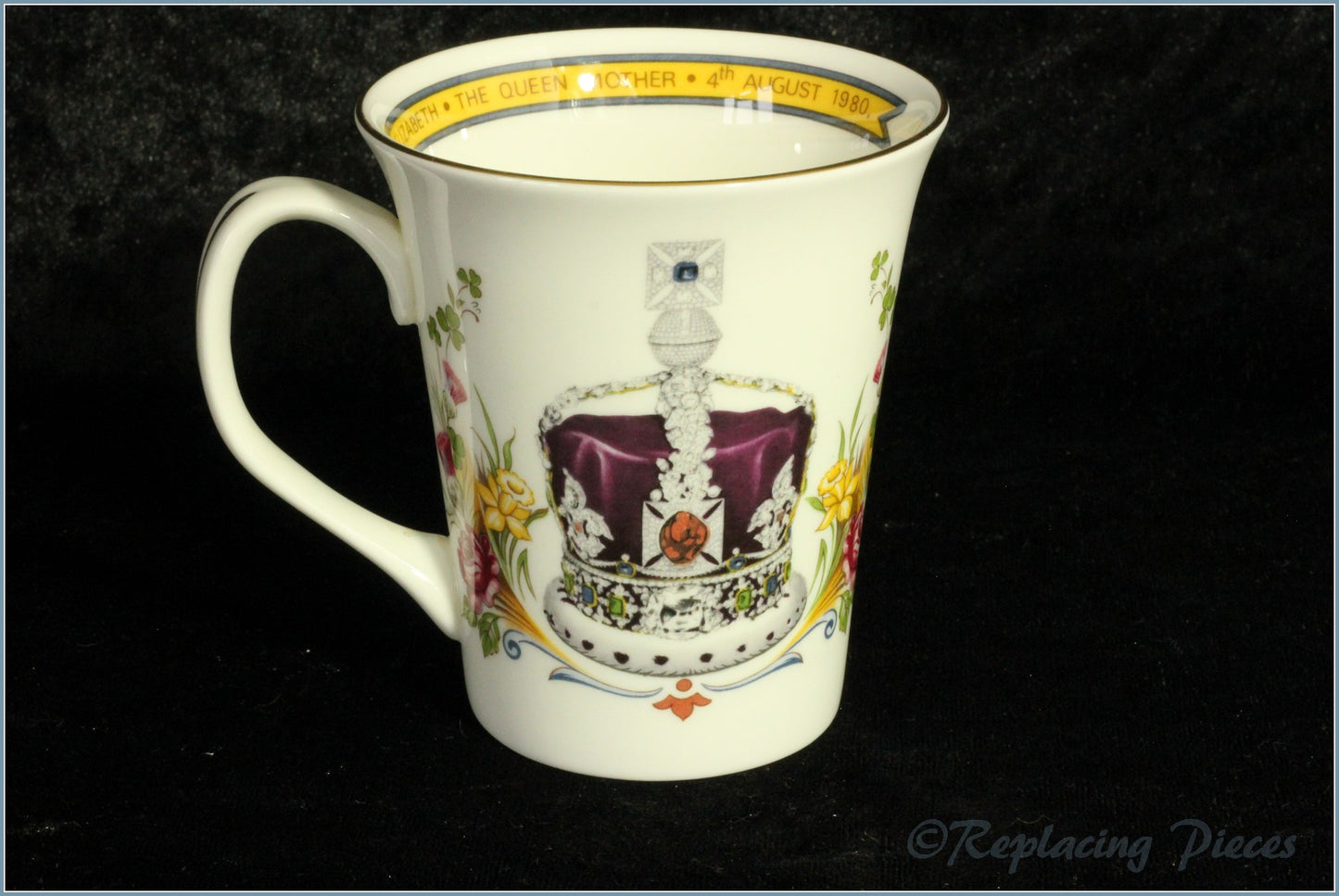 Crown Staffordshire - Commemorative Mug - 80th Birthday Queen Mother