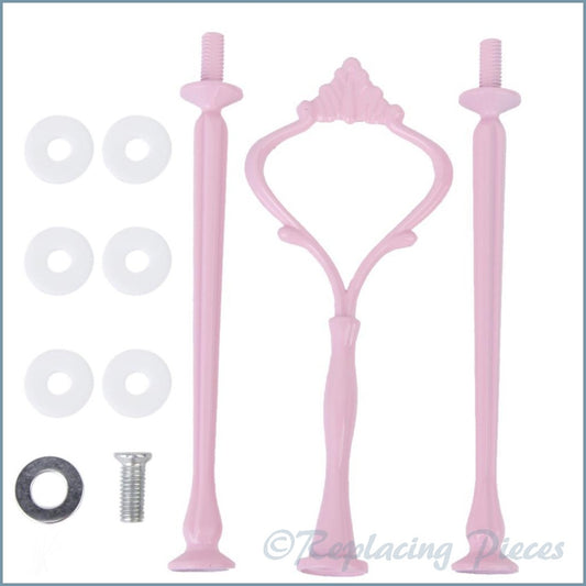 3 Tier - Ornate Handle Cake Stand Kit - Pink