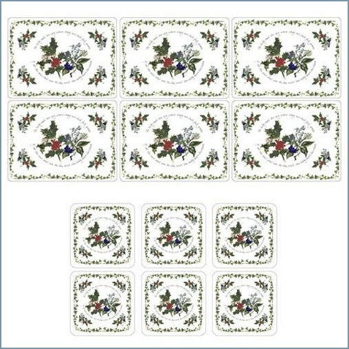 Portmeirion - The Holly & The Ivy - 6 x Placemats & Coasters - NEW