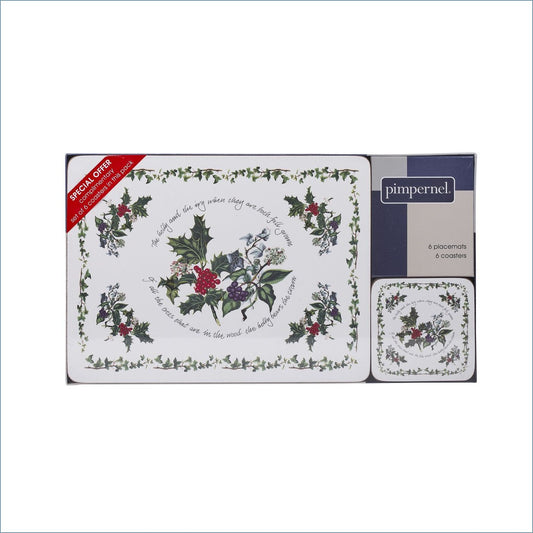 Portmeirion - The Holly & The Ivy - 6 x Placemats & Coasters - NEW