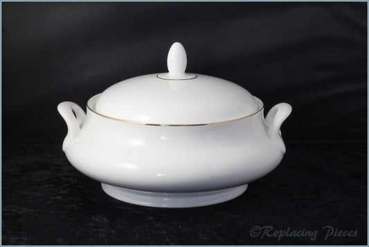 Queen Anne - White & Gold - Lidded Vegetable Dish