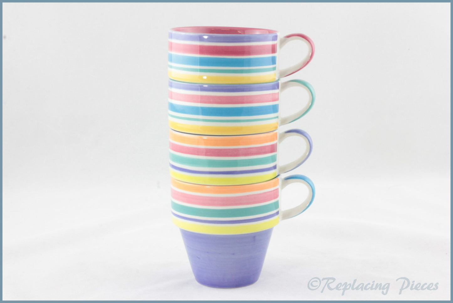 RPW104 - Whittards - Set Of 4 Stripy Stacking Mugs