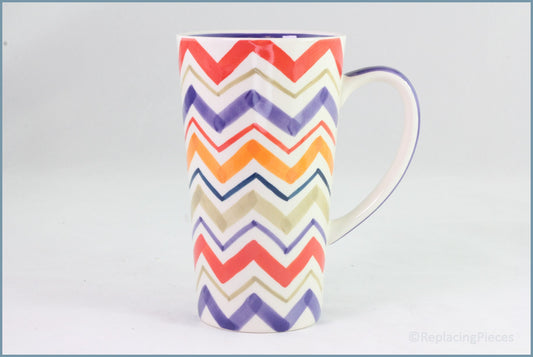 RPW154 - Whittards - Latte Mug (Red/Orange/Red Zig-Zag)