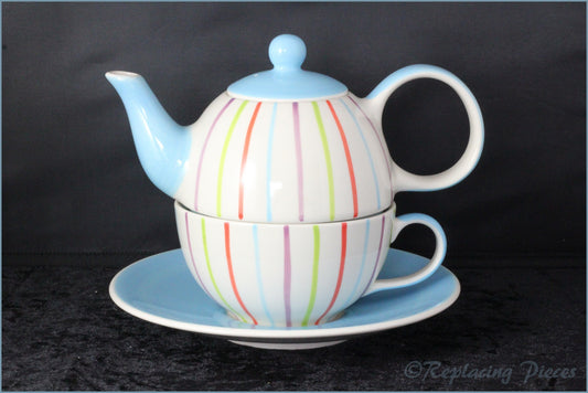 RPW39 - Whittards - Light Blue & Coloured Stripes - Tea For One