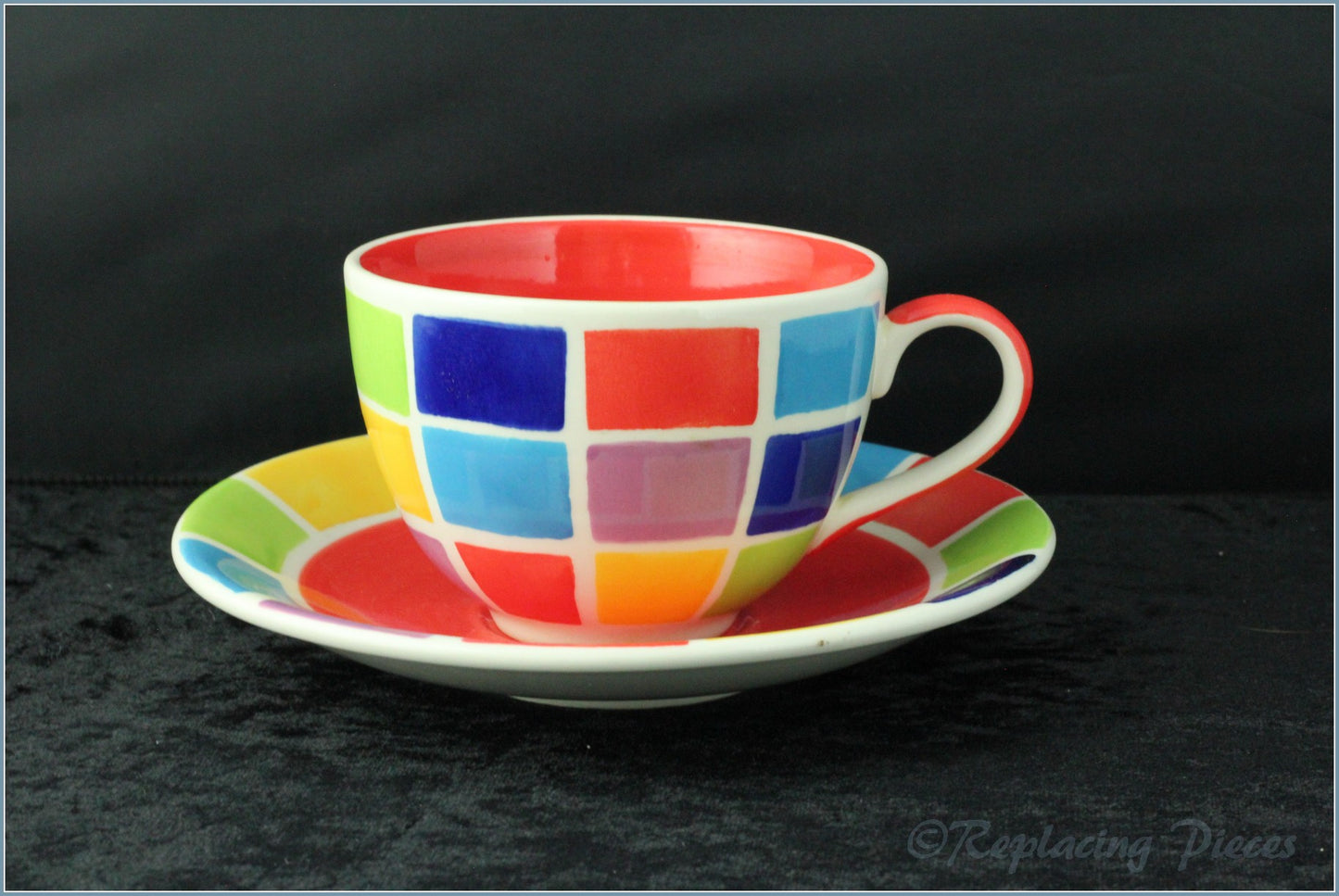 RPW6 - Whittards - Coloured Squares Teacup & Saucer