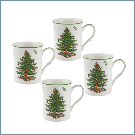 Spode - Christmas Tree - Set Of Four Mugs - NEW