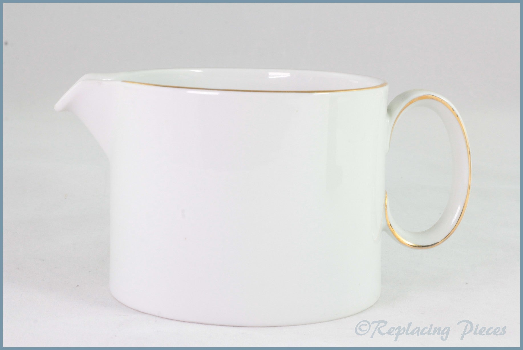 Thomas - White With Thin Gold Band - Gravy Boat