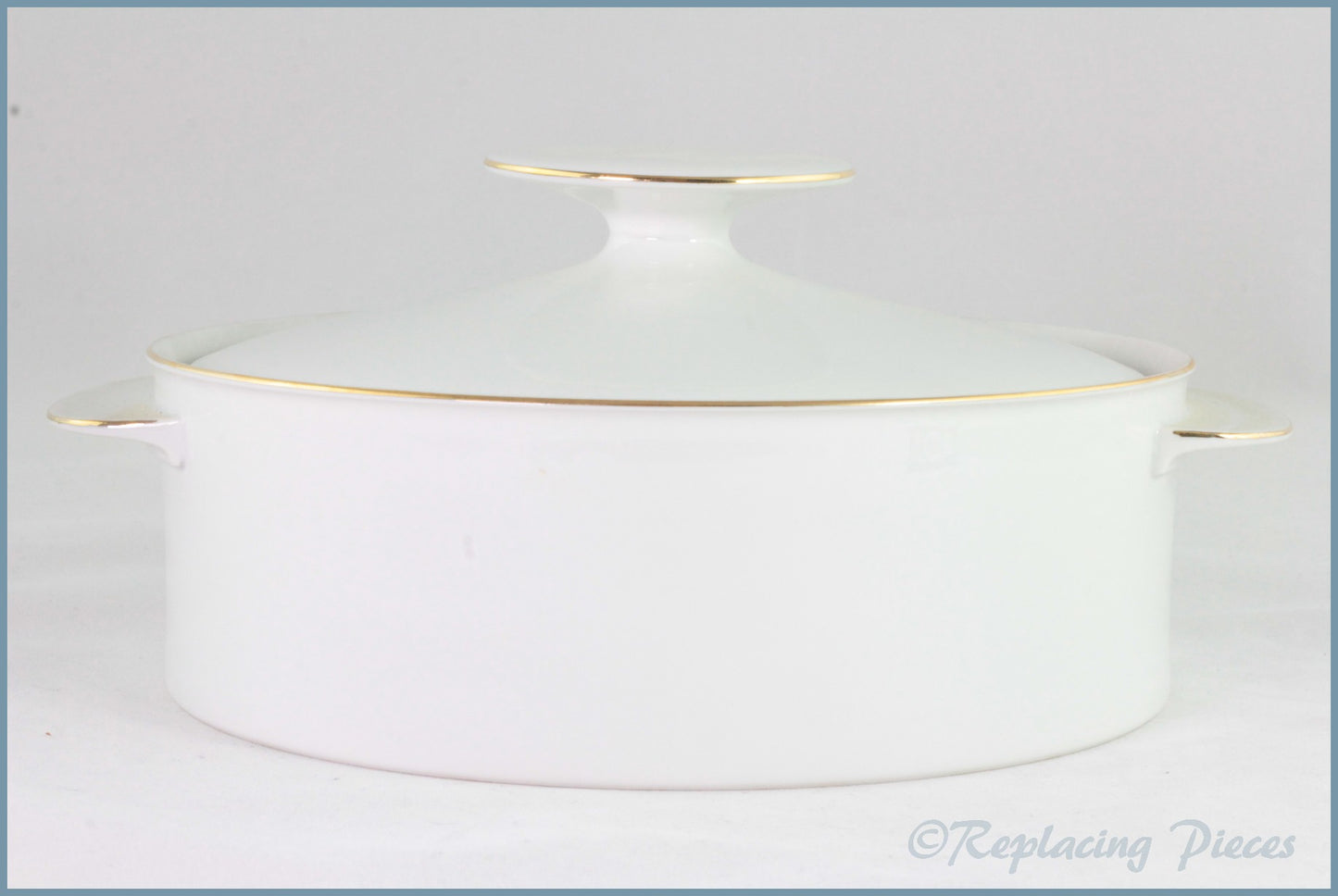 Thomas - White With Thin Gold Band - Lidded Vegetable Dish