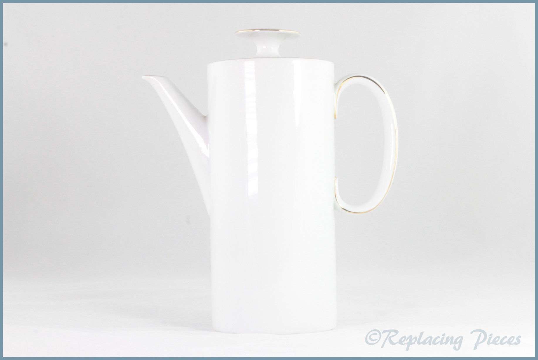 Thomas - White With Thin Gold Band - Coffee Pot