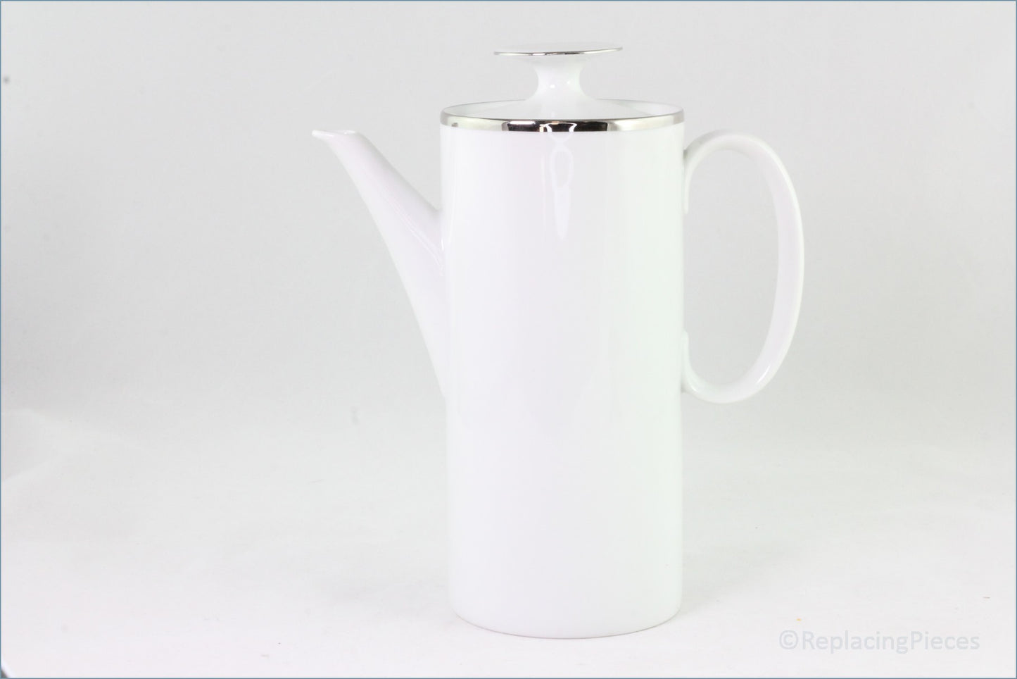 Thomas - White With Thick Silver Band - Coffee Pot