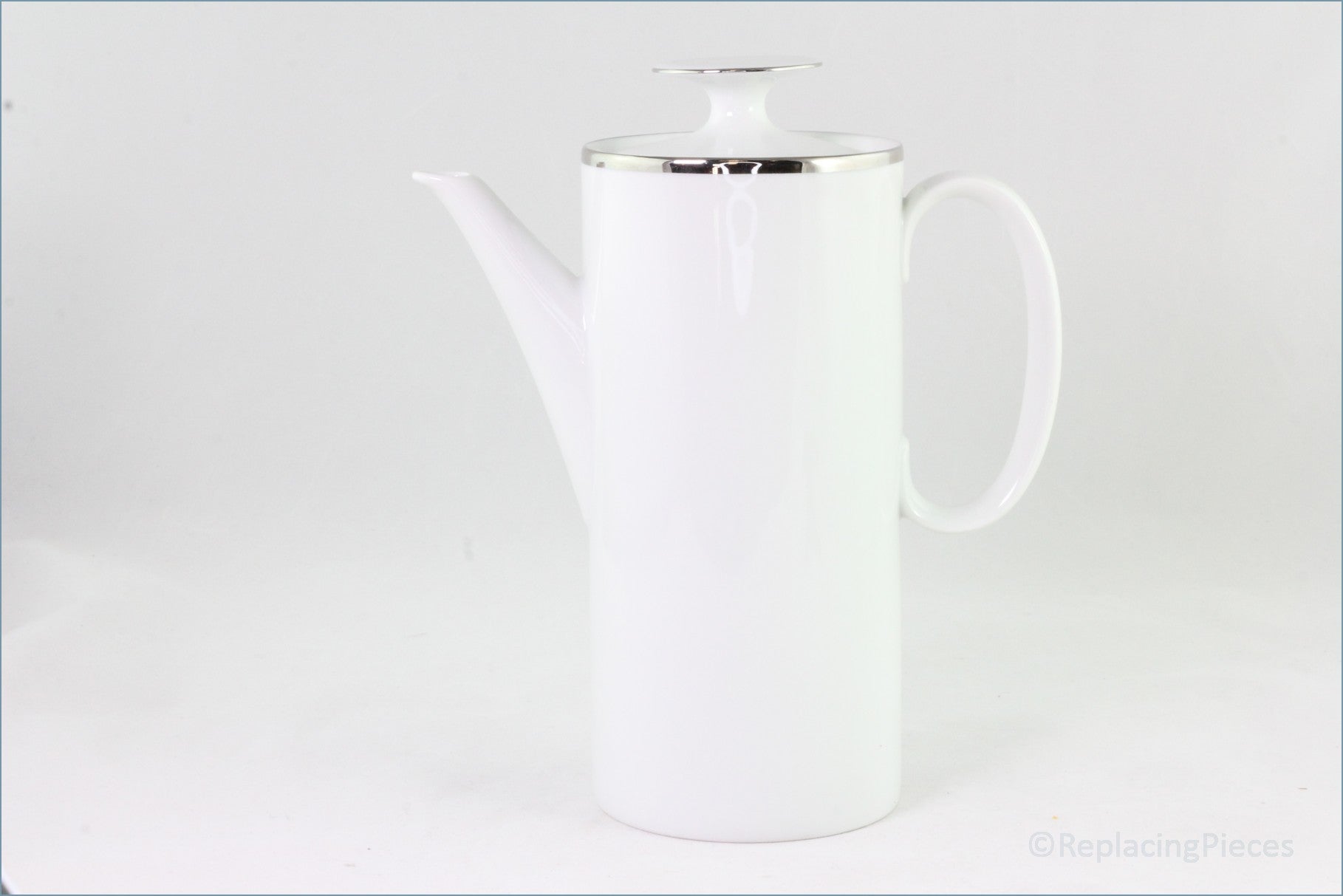 Thomas - White With Thick Silver Band - Coffee Pot