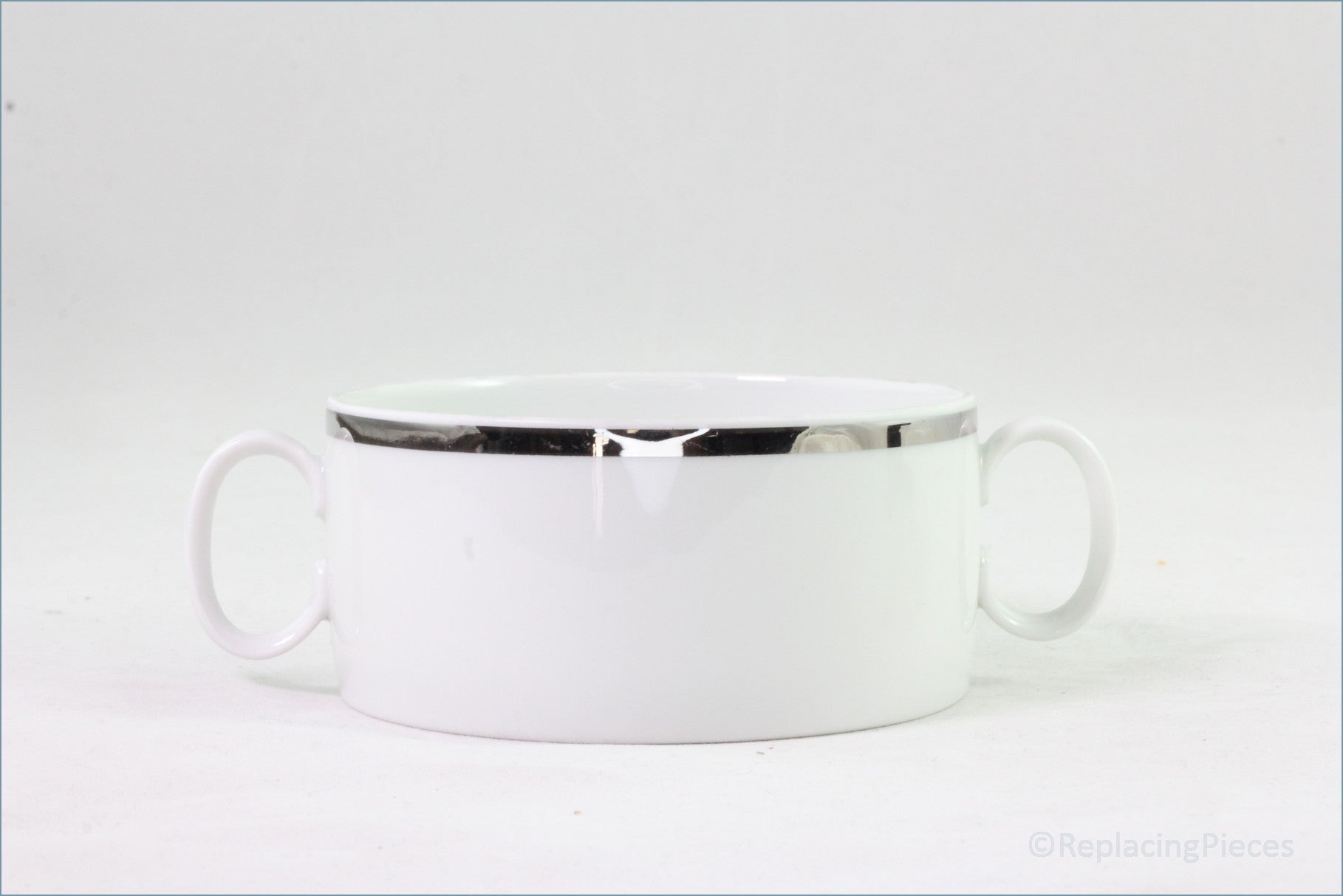 Thomas - White With Thick Silver Band - Soup Cup