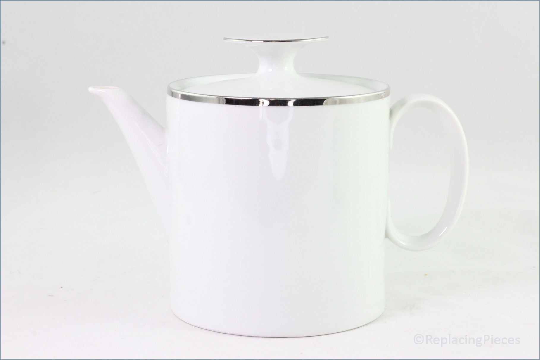 Thomas - White With Thick Silver Band - Teapot