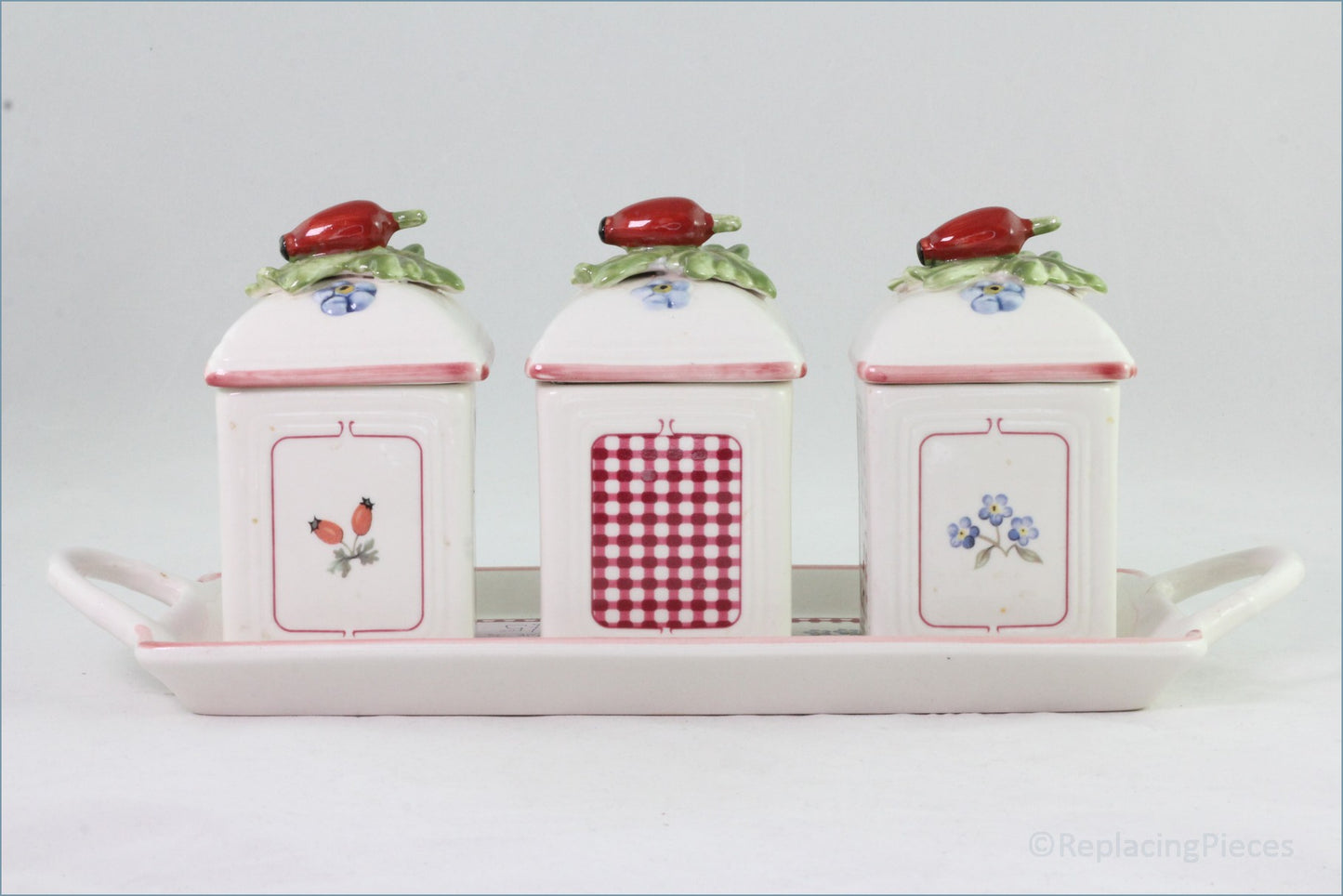 Villeroy & Boch - Petite Fleur Charm - Three Jam Jars On Tray