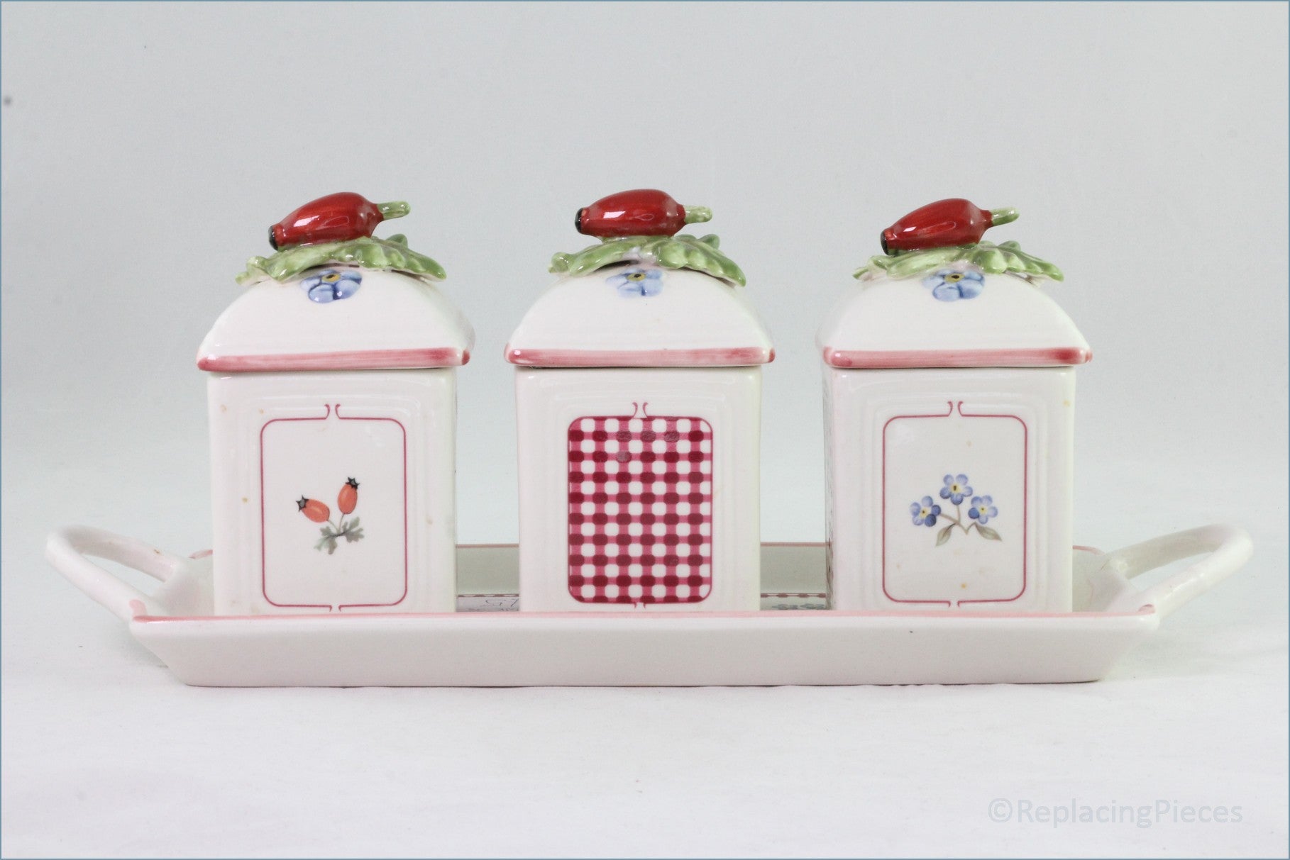 Villeroy & Boch - Petite Fleur Charm - Three Jam Jars On Tray