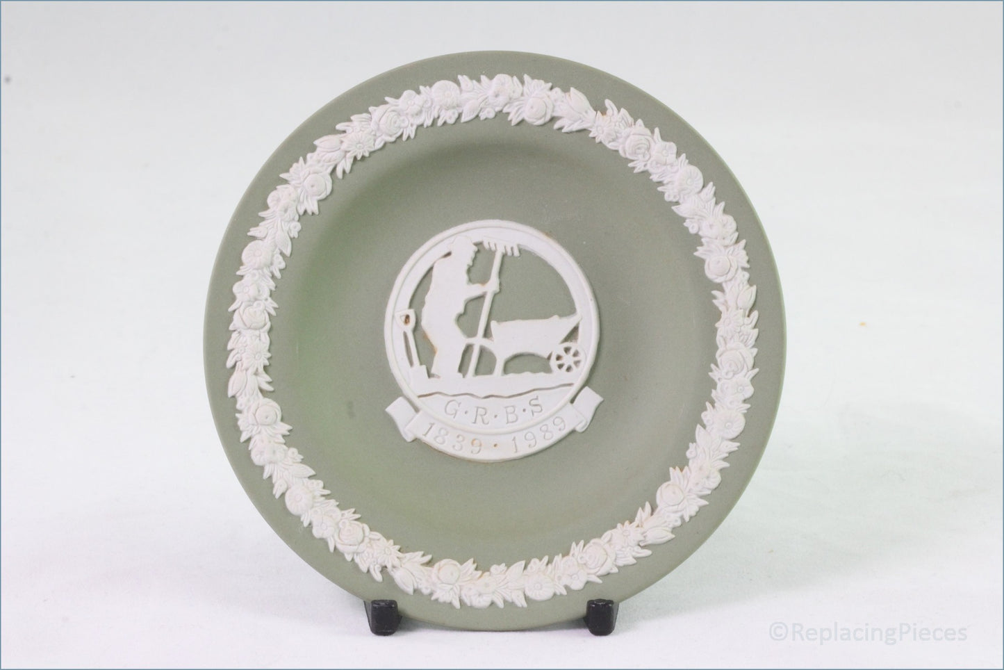 Wedgwood - Jasperware (Sage Green) - Round Pin Tray (GRBS)