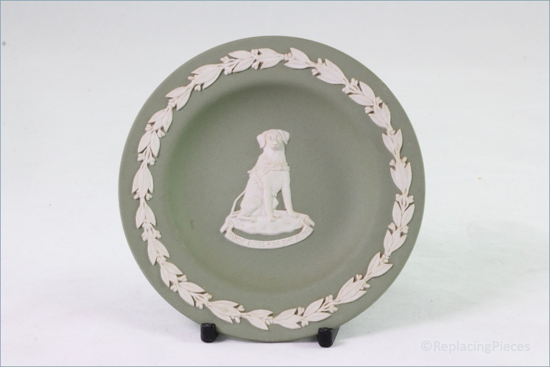 Wedgwood - Jasperware (Sage Green) - Round Pin Tray (Guide Dogs)