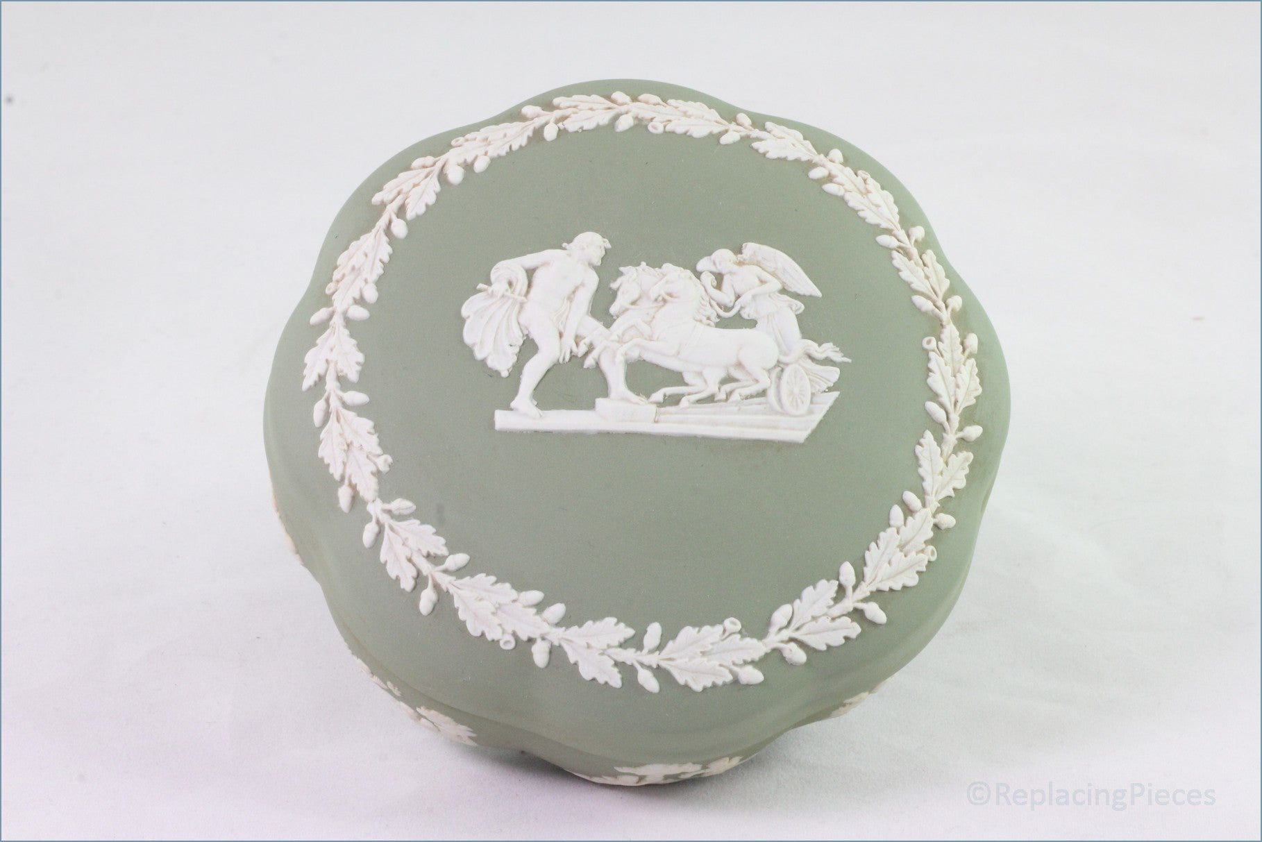 Wedgwood - Jasperware (Sage Green) - Scalloped Box