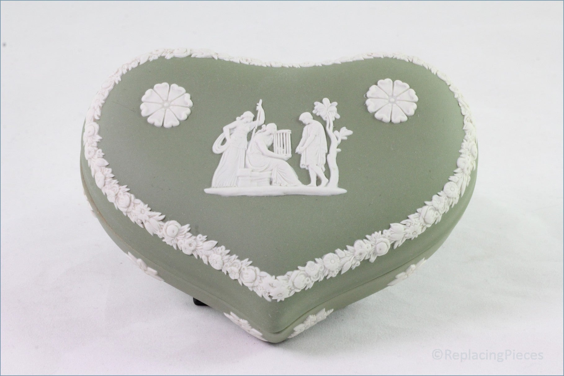 Wedgwood - Jasperware (Sage Green) - Heart Box