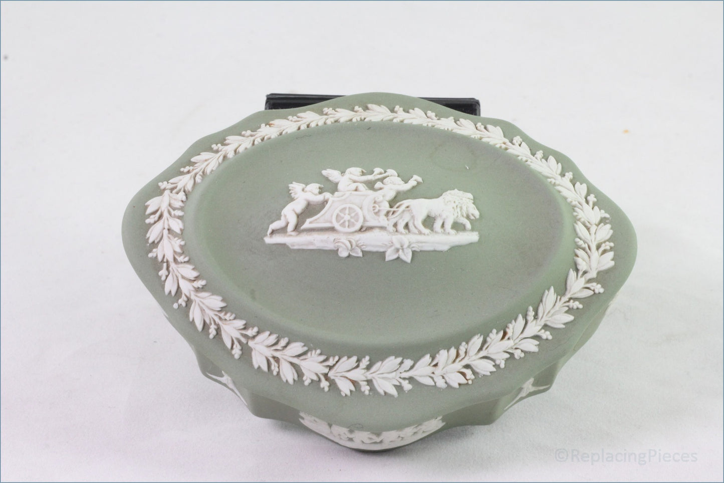 Wedgwood - Jasperware (Sage Green) - Oval Box