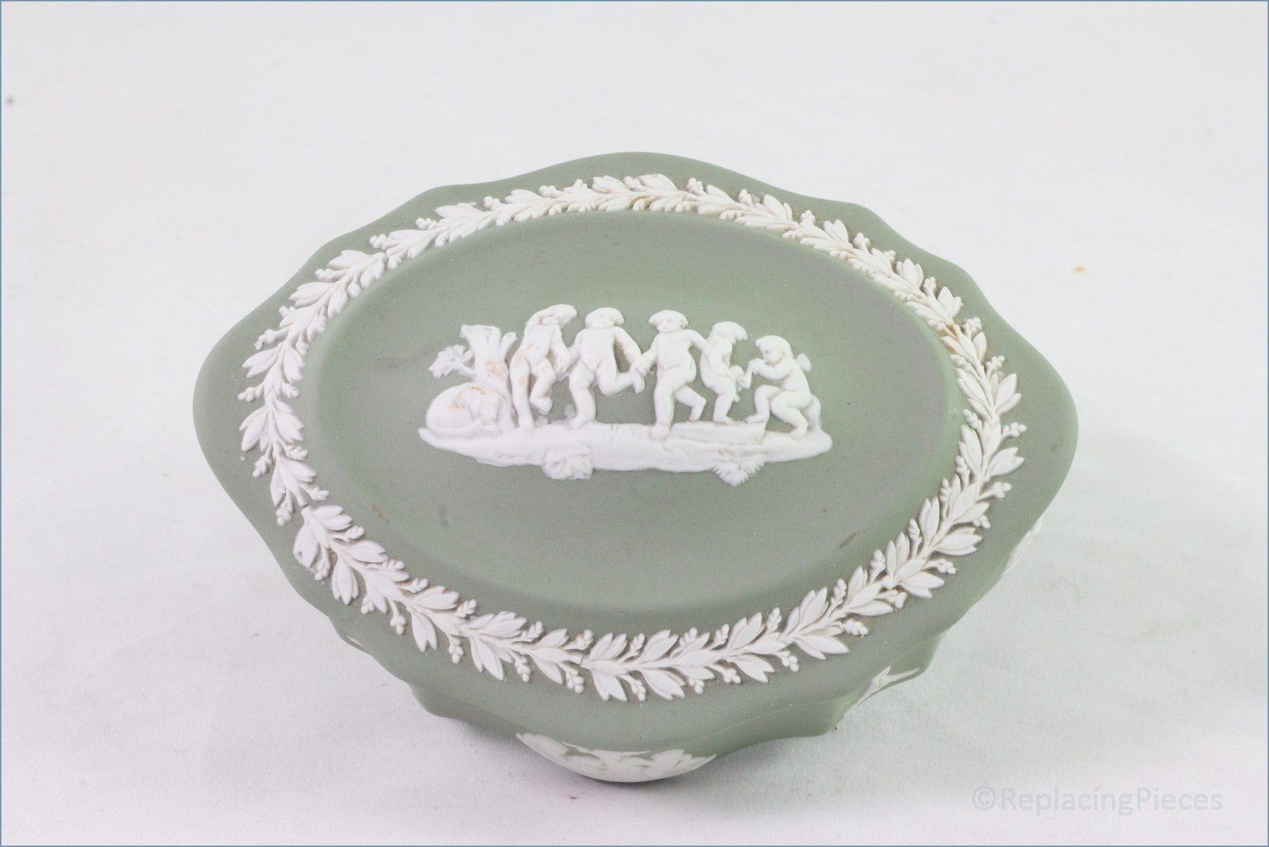 Wedgwood - Jasperware (Sage Green) - Oval Box