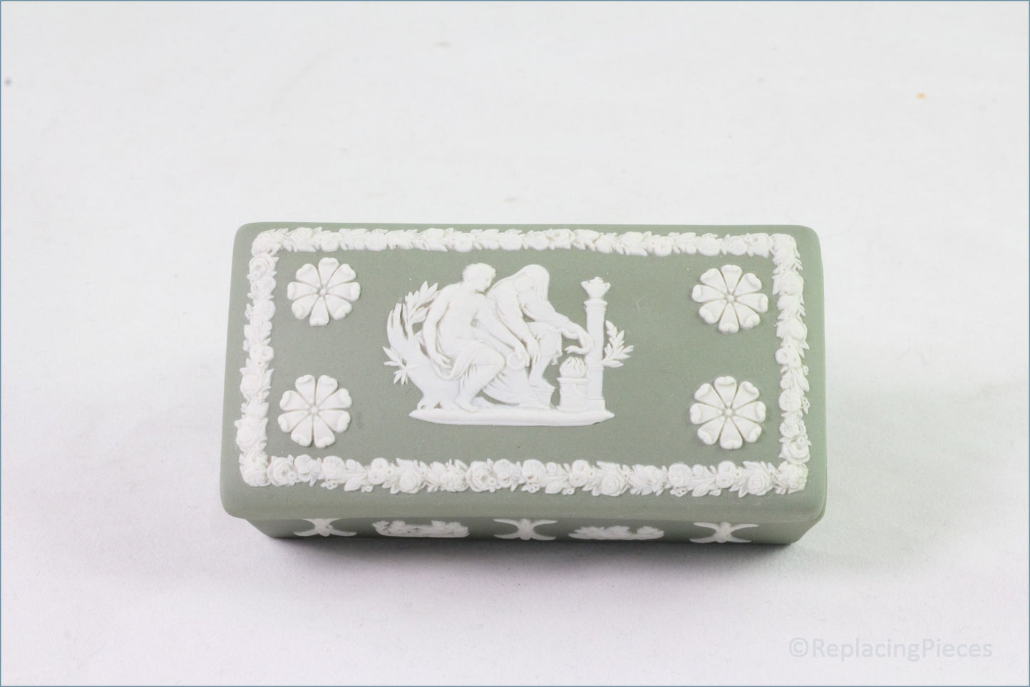 Wedgwood - Jasperware (Sage Green) - Oblong Box