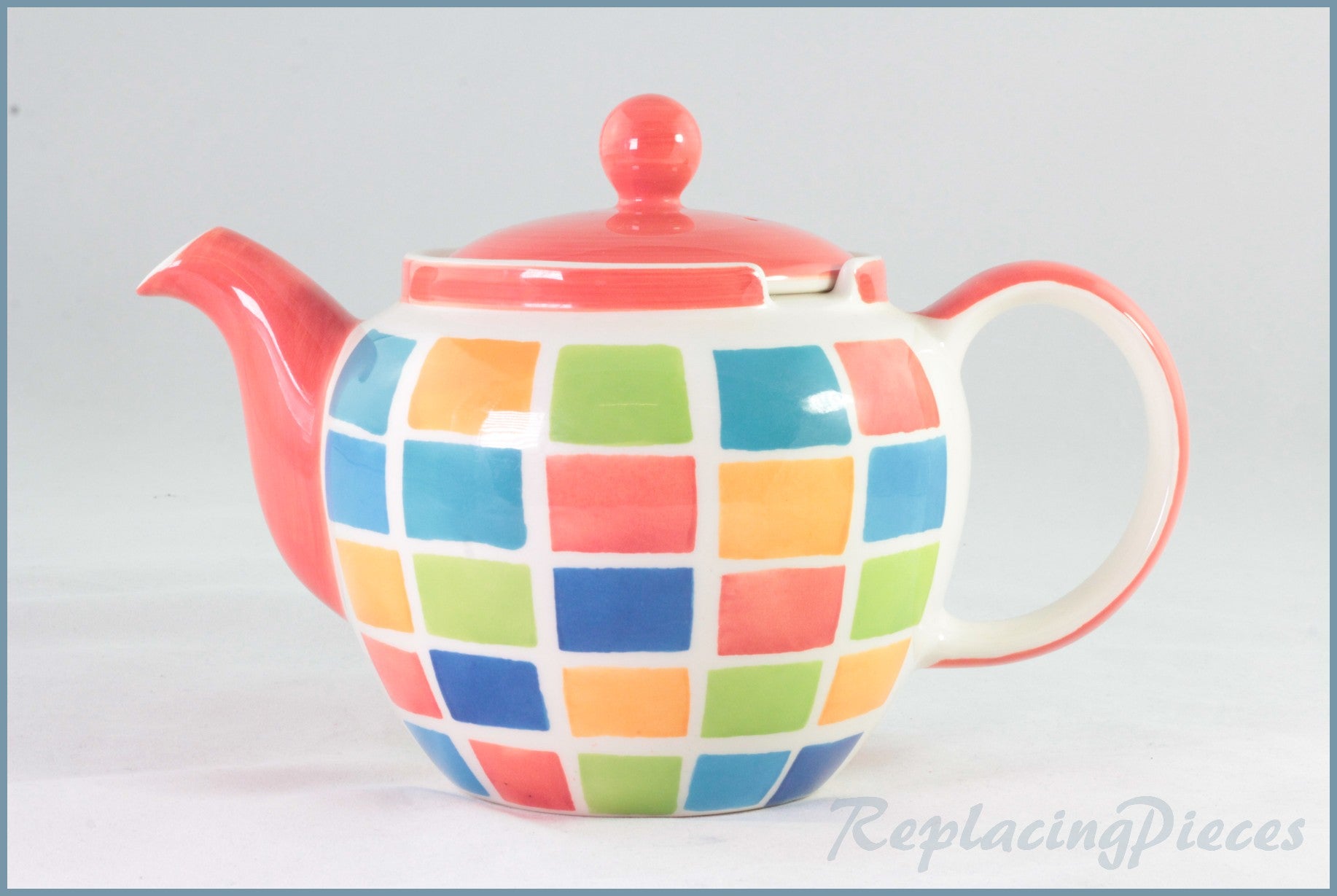 RPW120 - Whittards - Multi Coloured Squares Teapot (NO Strainer)