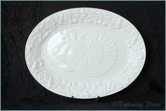 Marks & Spencer - White Embossed - Oval Platter (Turkey)